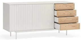 Comodă albă/în culoare naturală joasă cu aspect de lemn de stejar 159x80 cm Sierra – Teulat