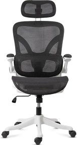 Scaun de birou ergonomic din mesh cu suport lombar și brațe rabatabile OFF 440 alb