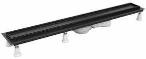 Set rigola pentru dus cu capac faiantabil Omnires Lowfix 90 cm negru
