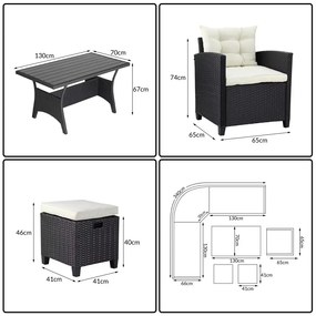 Deuba Set rattan Sedan + fotoliu + 2x taburet - negru