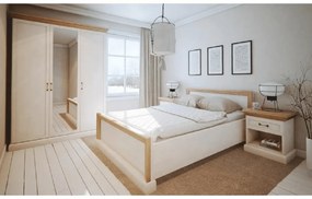 Set dormitor ROYAL stejar-alb dulap, pat, 2 noptiere