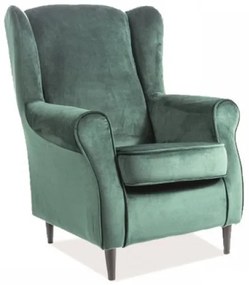 Fotoliu tapitat Culoare Verde / Wenge, BARON VELVET