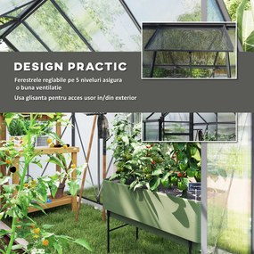 Outsunny Sera Walk-In Aluminiu &amp; Policarbonat – Ventilatie si Jgheab | Aosom Romania