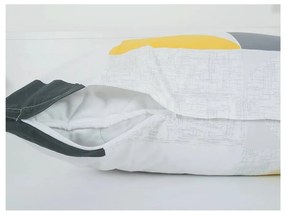 Lenjerie de pat galbenă/gri din țesătură crep pentru pat de o persoană 140x200 cm Geometries – B.E.S.