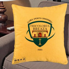 Perna Personalizata CSO Tricolorul Breaza 1951, 40x40 cm, Galben, Husa Detasabila, Perna Inclusa, BEKZ®