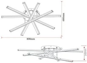 Lustră LED Auriu cu Telecomandă – 95W, 5 Surse de Iluminare, Intensitate Reglabilă, 3 Tipuri de Lumină