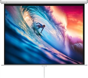 HOMCOM Ecran de Proiecție 84 Inch Format 4:3, Ecran Rulabil cu Unghi de 160° și Montare pe Tavan sau Perete, 181x8x138 cm, Alb | Aosom Romania