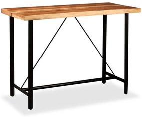 275135 vidaXL Set bar, 7 piese, lemn masiv de acacia, piele naturală și pânză