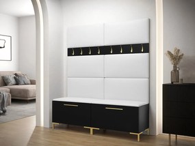 Set mobilier hol Frisala II (Negru + piele ecologică Soft 017 (Alb)). 1060421