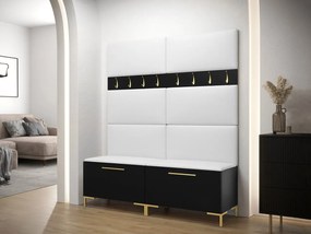Zondo Set mobilier hol II (Negru + piele ecologică Soft 017 (Alb)). 1060421