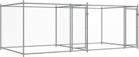vidaXL Cușcă pentru câini cu uși, gri, 4x2x1,5 m, oțel galvanizat