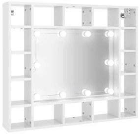 808870 vidaXL Dulap cu oglindă și LED, alb extralucios, 91x15x76,5 cm