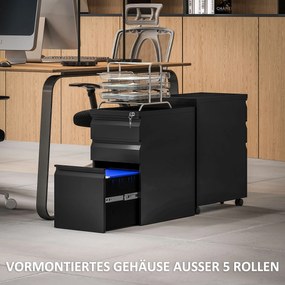 Vinsetto dulap pentru dosare din metal, dulap de birou, 3 sertare, mobil, Negru | Aosom Romania