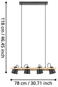 Lustră LED RGBW dimabilă pe cablu Eglo 900883 HORNWOOD-Z 4xLED/3,7W/230V