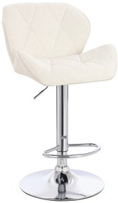 HR111W Scaun Crem Boucle cu Bază Cromata