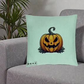 Perna Decorativa Halloween Jack-o'-Lantern Infricosator, 40x40 cm, Verde Menta, Husa Detasabila, Perna Inclusa, BEKZ®