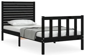 3193170 vidaXL Cadru de pat cu tăblie Small Single, negru, lemn masiv