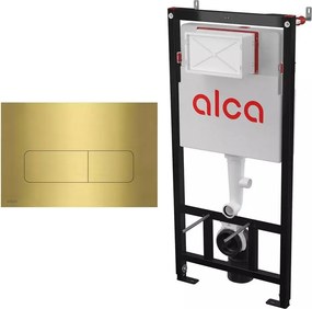 Set rezervor WC cu cadru incastrat Alca AM101/1120 si clapeta de actionare MOON-BRASS alama