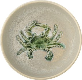 Set 4 boluri din ceramică cu crab verde în relief, D14,5×H5 cm, „Hadden"