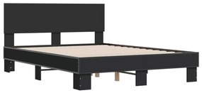 3280212 vidaXL Cadru de pat, negru, 140x190 cm, lemn prelucrat și metal