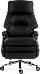 ELITE RECLINER SC1– Scaun Executiv Premium din Piele Naturală, Reclinabil electric, 2 Motoare, Suport pentru Picioare, Negru