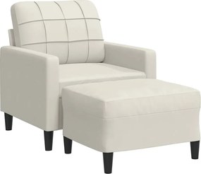 vidaXL Fotoliu canapea cu taburet, crem, 60 cm, catifea