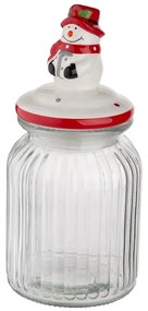 Altom Borcan de sticlă cu capac ceramic Snowman 900 ml