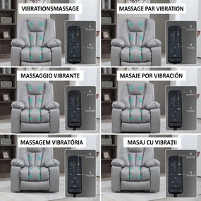 HOMCOM  Scaun Electric Rabatabil cu 8 Puncte de Masaj și Telecomandă, Fotoliu Modern din Microfibră, 94x96x106 cm, Gri | Aosom Romania