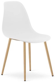 Scaun Bucatarie/Dining Velo Plus Alb Picioare Metalice Finisaj Lemn