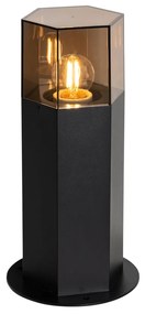 Lampă de podea pentru exterior neagră cu abajur fumuriu hexagonal 30 cm - Denmark