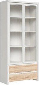 Vitrina KASPIAN, alb/stejar, PAL, 90x41x201 cm
