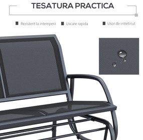Outsunny Banca tip Leagan 2Locuri in Metal, Negru, 123x70x87cm | Aosom Romania