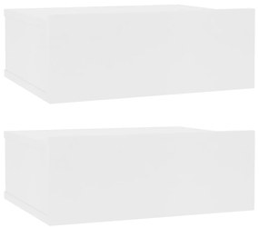 Noptiere suspendate, 2 buc., alb, 40x30x15 cm, pal