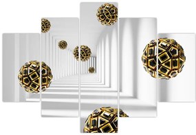 Tablou abstract cu mingi de fotbal (150x105 cm)