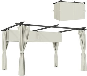 Outsunny Pergolă 3 x 3 m cu Copertină Retractabilă și Perdele, Adăpost de Soare UPF30+ pentru Grădină, Terasă, Exterior | Aosom Romania