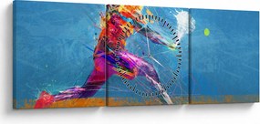 Tablou - Jucător de tenis pictat (cu ceas) (90x30 cm)