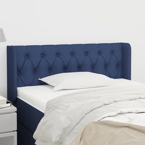 3119092 vidaXL Tăblie de pat cu aripioare albastru 93x16x78/88 cm textil