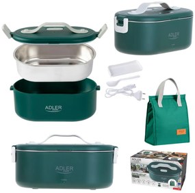 Cutie alimentara electrica Adler AD 4522, 45W, 0.8 L, Pana la 70°C, Recipient din otel inoxidabil, Geanta termica, Verde