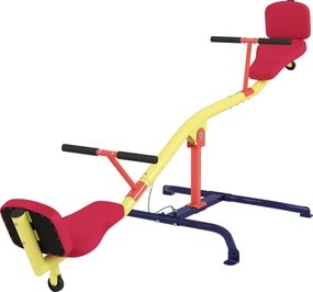 AIYAPLAY Balansoar pentru Copii Rotativ 360°, Capacitate 200kg, 2 Locuri cu Mânere Antiderapante, Scaune Capitonate, Spătar, Roți, 253x96x75 cm, 3-12 Ani | Aosom Romania