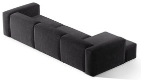 Colțar gri închis cu tapițerie din catifea reiată (cu colț pe partea stângă/cu șezlong) Bergamo – Cosmopolitan Design