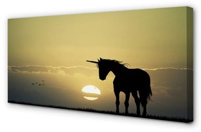 Tablouri canvas Câmp apus de soare unicorn