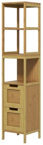 kleankin Dulap Baie Stil Natural dim. 30L x 30l x 144H cm 3 rafturi 2 sertare Bambus | Aosom Romania