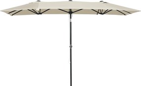 Outsunny Umbrelă de Grădină Dublă Înclinabilă și Reglabilă în Înălțime, 295x150x170-214 cm, Alb Crem | Aosom Romania