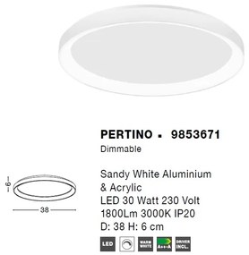 Plafoniera LED moderna design slim 38cm PERTINO alba NVL-9853671