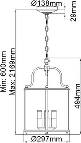 Hinkley HK-GENTRY-P-M-PB - Candelabru suspendat pe lanț GENTRY, 4xE14/60W/230V, auriu