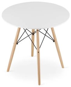 Masa stil scandinav, Artool, rotund, MDF si lemn, alb, 80x72 cm