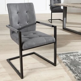 Set de 2 scaune cu brate, design industrial style, Oxford gri A-36960 VC