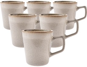 Set de 6 căni dein ceramică Rustik 410 ml, bej