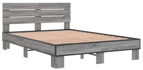 3280155 vidaXL Cadru de pat, gri sonoma, 120x200 cm, lemn prelucrat și metal