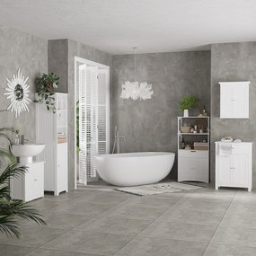 HOMCOM Dulap de baie pentru toaletă, 40 cm x 38 cm x 160 cm, Alb | Aosom Romania